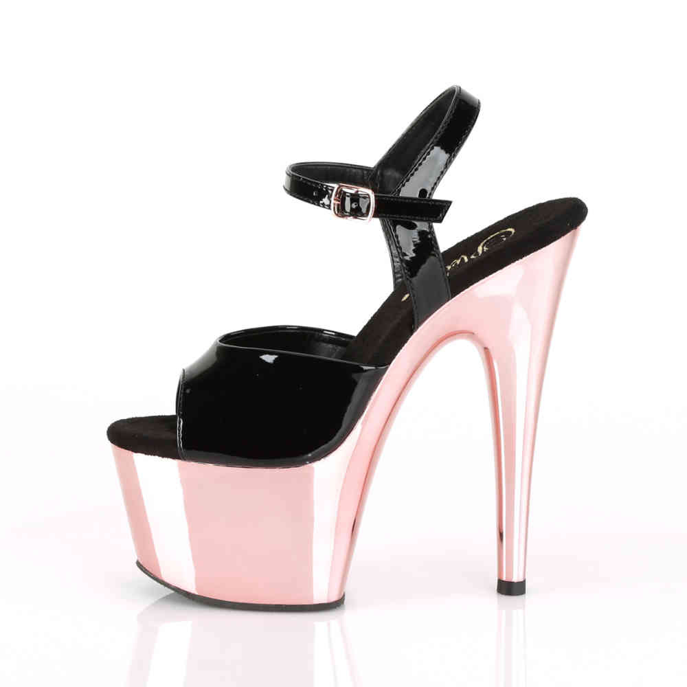 Pleaser - ADORE709 KnöchelriemenSandale, Poledance Schuhe - Pole dance schuhe - Schwarz/Rosa Product image